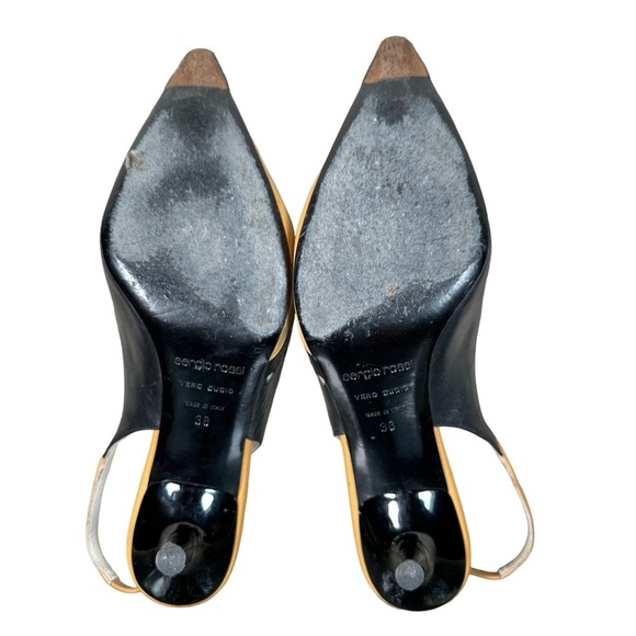 SERGIO ROSSI Vintage Two-Toned Leather Pointed Toe Slingback Pumps - Picture 8 of 9